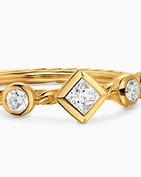 Petite Modern Renaissance® Band Ring 18K Yellow Gold with Diamonds, 6.4mm