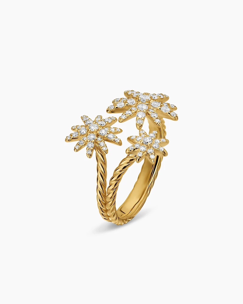 Starburst Multi Star Ring 18K Yellow Gold with Diamonds, 17.7mm