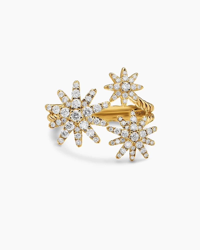 Starburst Multi Star Ring 18K Yellow Gold with Diamonds, 17.7mm