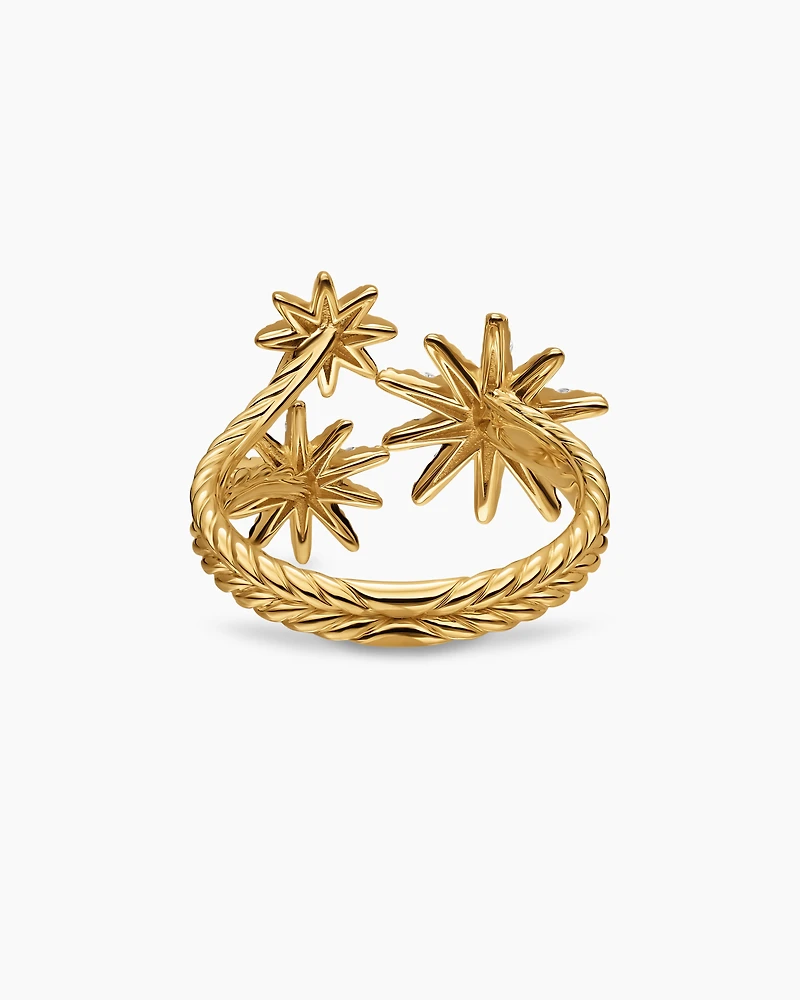 Starburst Multi Star Ring 18K Yellow Gold with Diamonds, 17.7mm