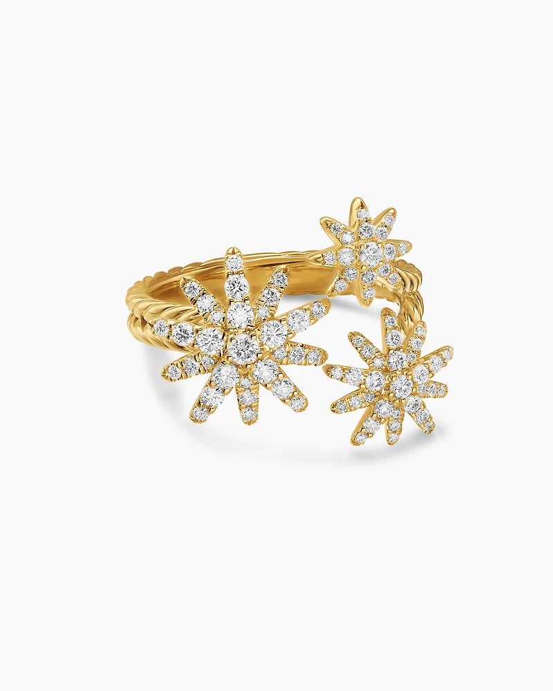 Starburst Multi Star Ring 18K Yellow Gold with Diamonds, 17.7mm