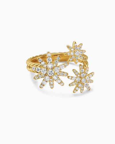 Starburst Multi Star Ring 18K Yellow Gold with Diamonds, 17.7mm