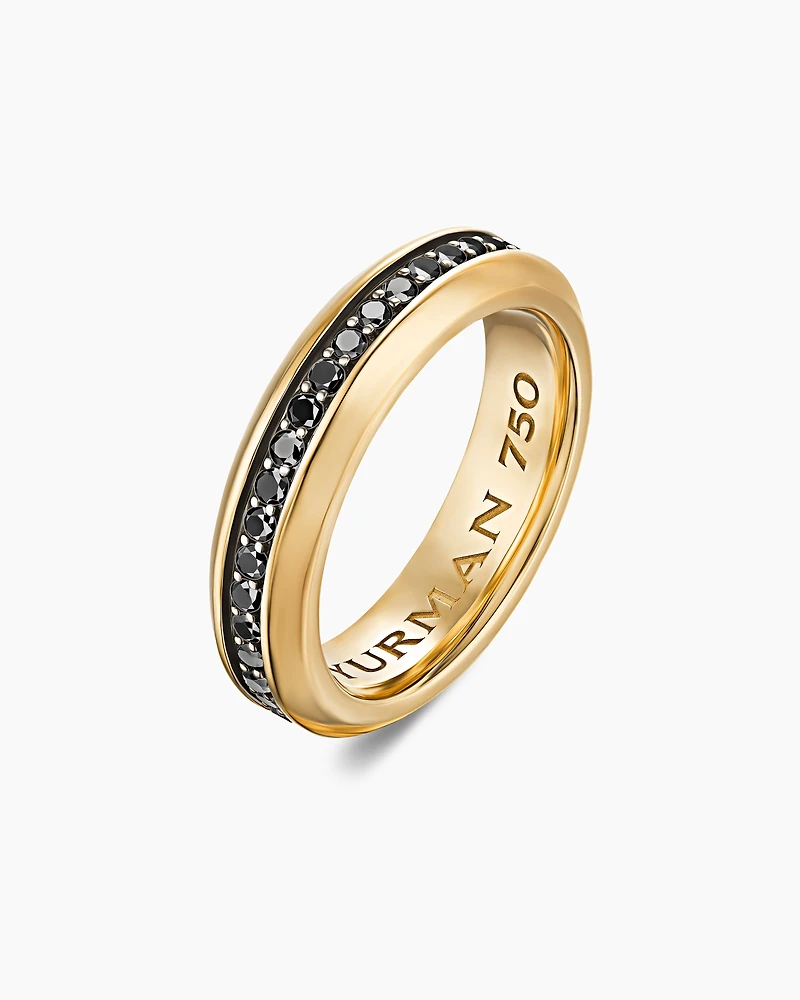 Streamline® Band Ring 18K Yellow Gold with Black Diamonds, 6mm