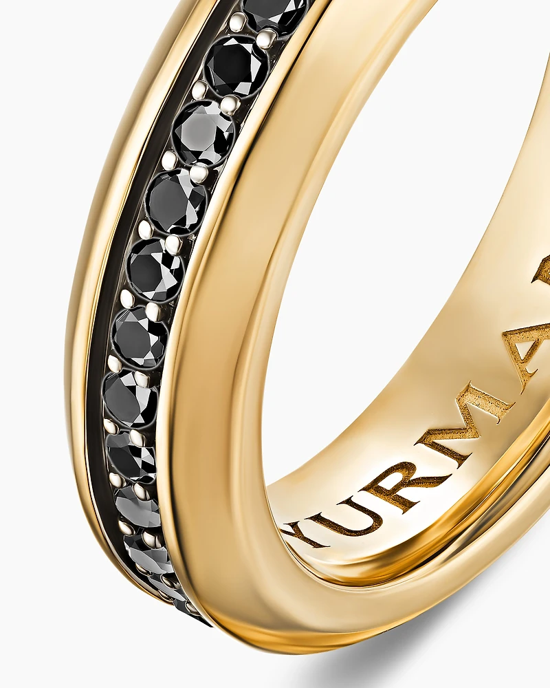 Streamline® Band Ring 18K Yellow Gold with Black Diamonds, 6mm