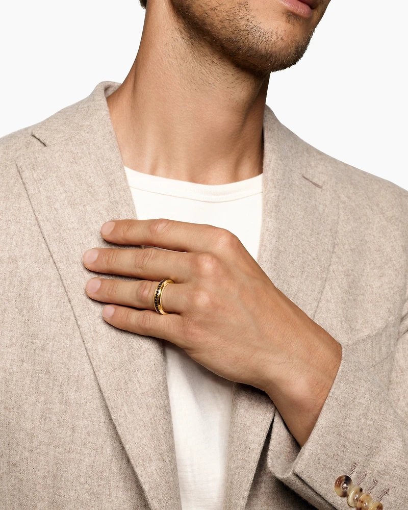 Streamline® Band Ring 18K Yellow Gold with Black Diamonds, 6mm