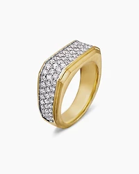 Streamline® Signet Ring 18K Yellow Gold with Diamonds, 10mm