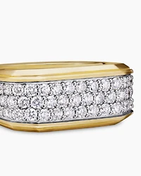 Streamline® Signet Ring 18K Yellow Gold with Diamonds, 10mm