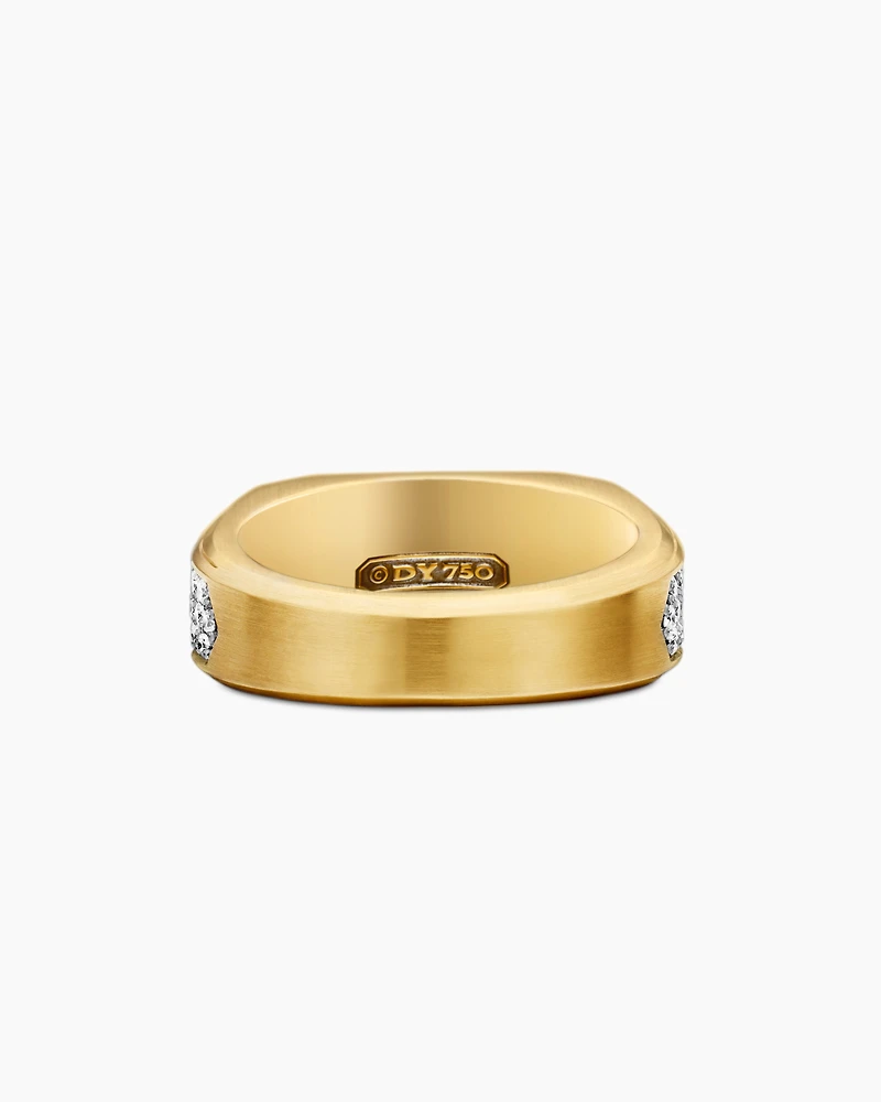 Streamline® Signet Ring 18K Yellow Gold with Diamonds, 10mm