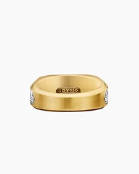 Streamline® Signet Ring 18K Yellow Gold with Diamonds, 10mm