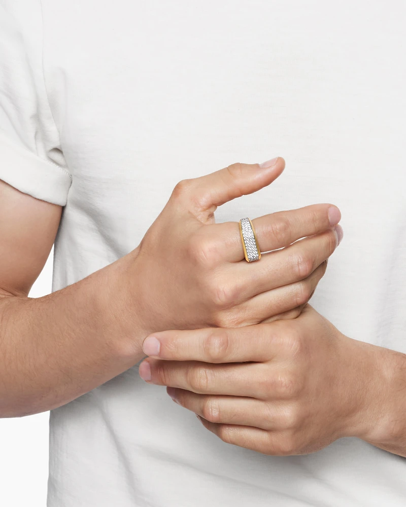 Streamline® Signet Ring 18K Yellow Gold with Diamonds, 10mm