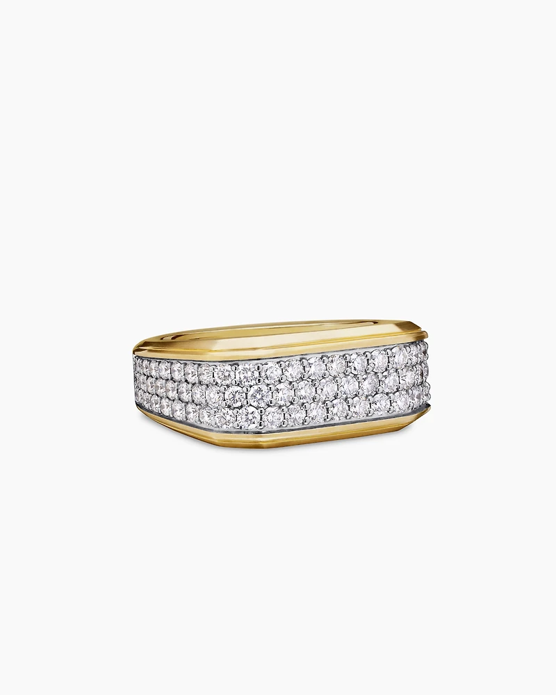 Streamline® Signet Ring 18K Yellow Gold with Diamonds, 10mm