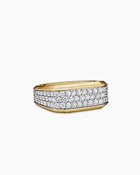 Streamline® Signet Ring 18K Yellow Gold with Diamonds, 10mm