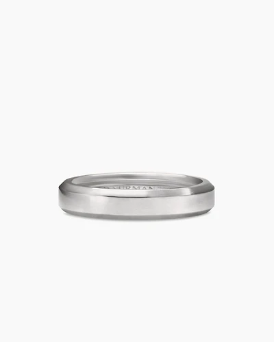 Beveled Band Ring in 18K White Gold, 8mm