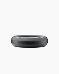 Bevelled Band Ring Black Titanium with Half Pavé Diamonds, 6mm