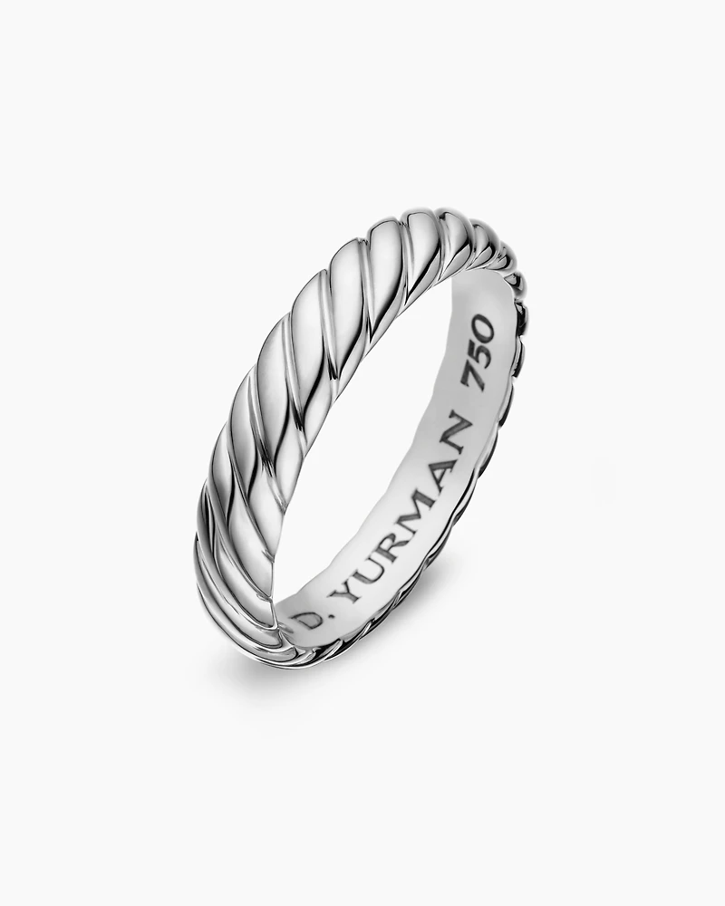 Cable Band Ring in 18K White Gold, 7.5mm