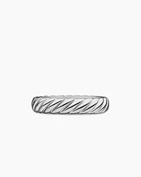 Cable Band Ring in 18K White Gold, 7.5mm