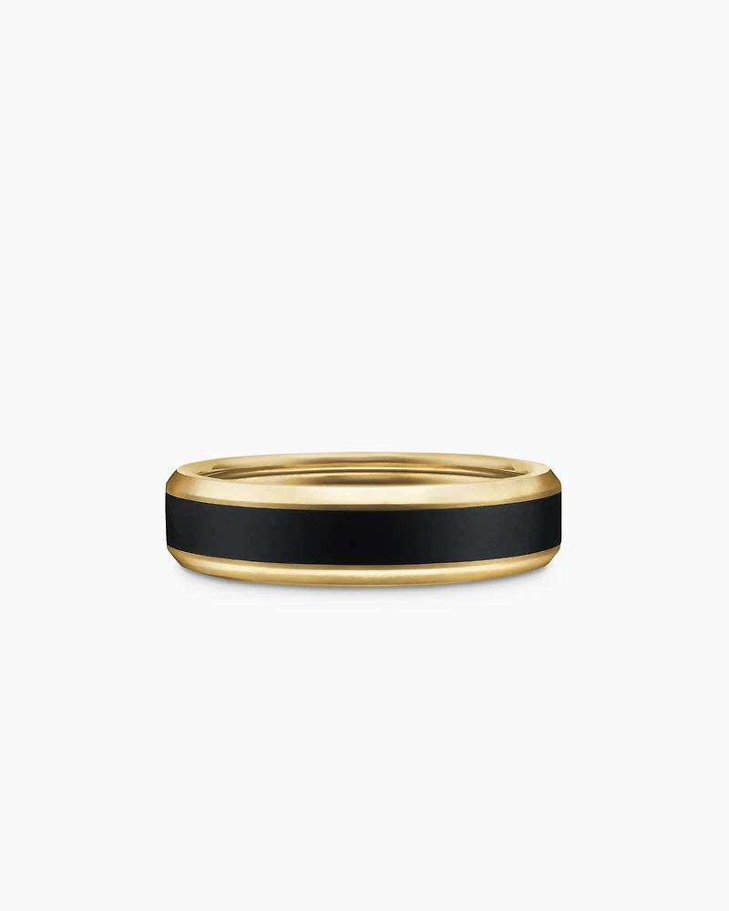 Bevelled Band Ring 18K Yellow Gold with Black Titanium