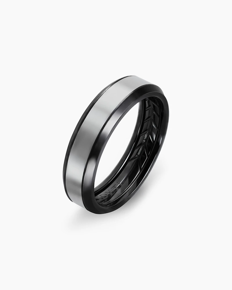 Beveled Band Ring Black Titanium with Grey Titanium