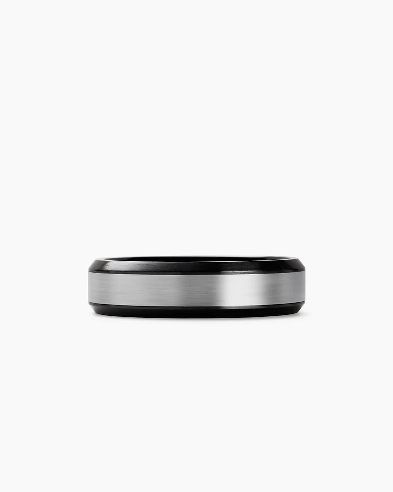 Beveled Band Ring Black Titanium with Grey Titanium