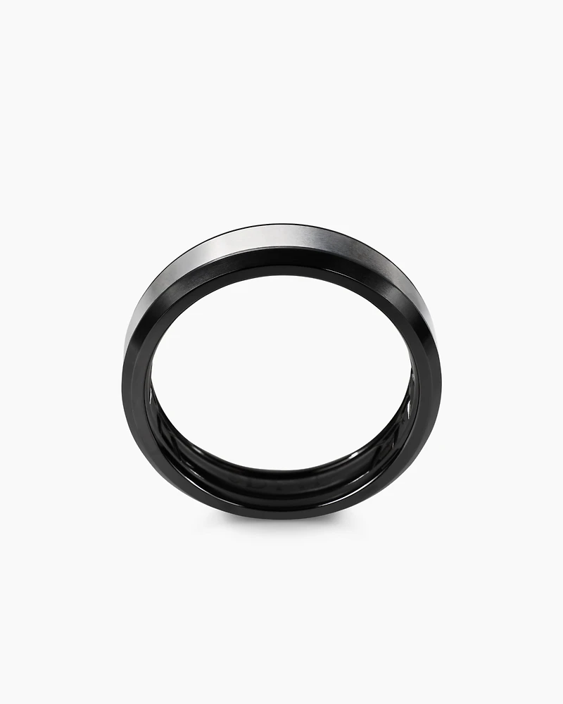 Beveled Band Ring Black Titanium with Grey Titanium