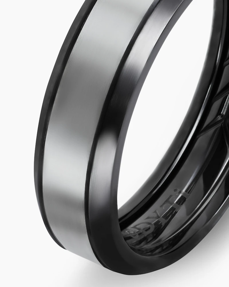 Beveled Band Ring Black Titanium with Grey Titanium