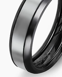 Beveled Band Ring Black Titanium with Grey Titanium
