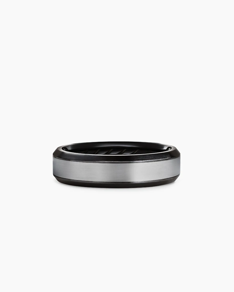 Beveled Band Ring Black Titanium with Grey Titanium