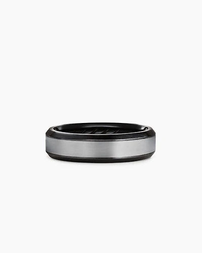 Beveled Band Ring Black Titanium with Grey Titanium