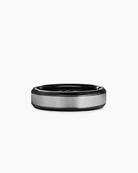 Beveled Band Ring Black Titanium with Grey Titanium