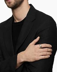Bevelled Band Ring 18K Yellow Gold with Meteorite, 8.5mm