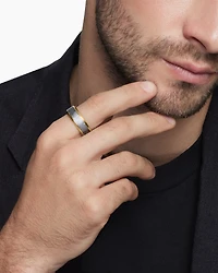 Bevelled Band Ring 18K Yellow Gold with Meteorite, 8.5mm