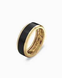 Bevelled Band Ring 18K Yellow Gold with Black Titanium
