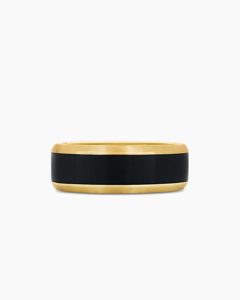 Bevelled Band Ring 18K Yellow Gold with Black Titanium
