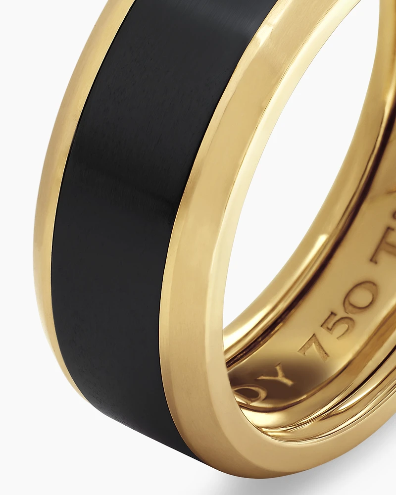 Bevelled Band Ring 18K Yellow Gold with Black Titanium