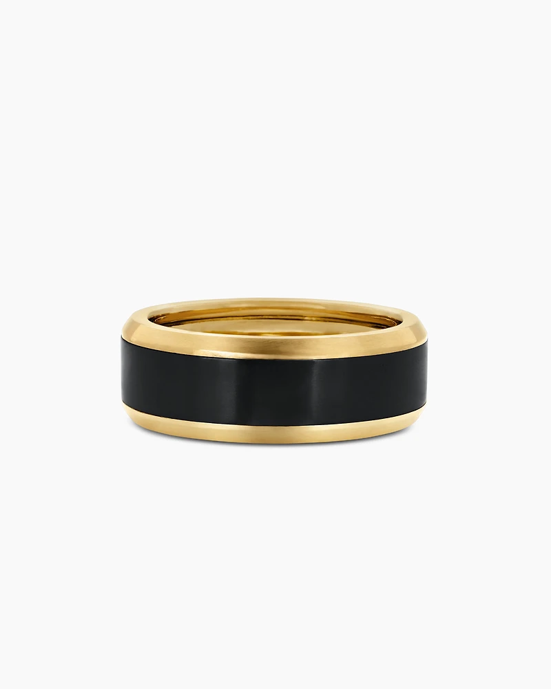 Bevelled Band Ring 18K Yellow Gold with Black Titanium