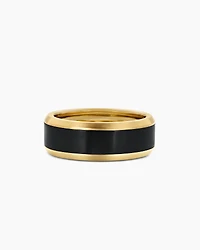 Bevelled Band Ring 18K Yellow Gold with Black Titanium