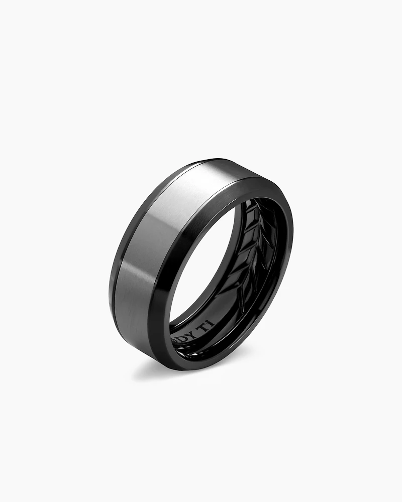 Beveled Band Ring Black Titanium with Grey Titanium