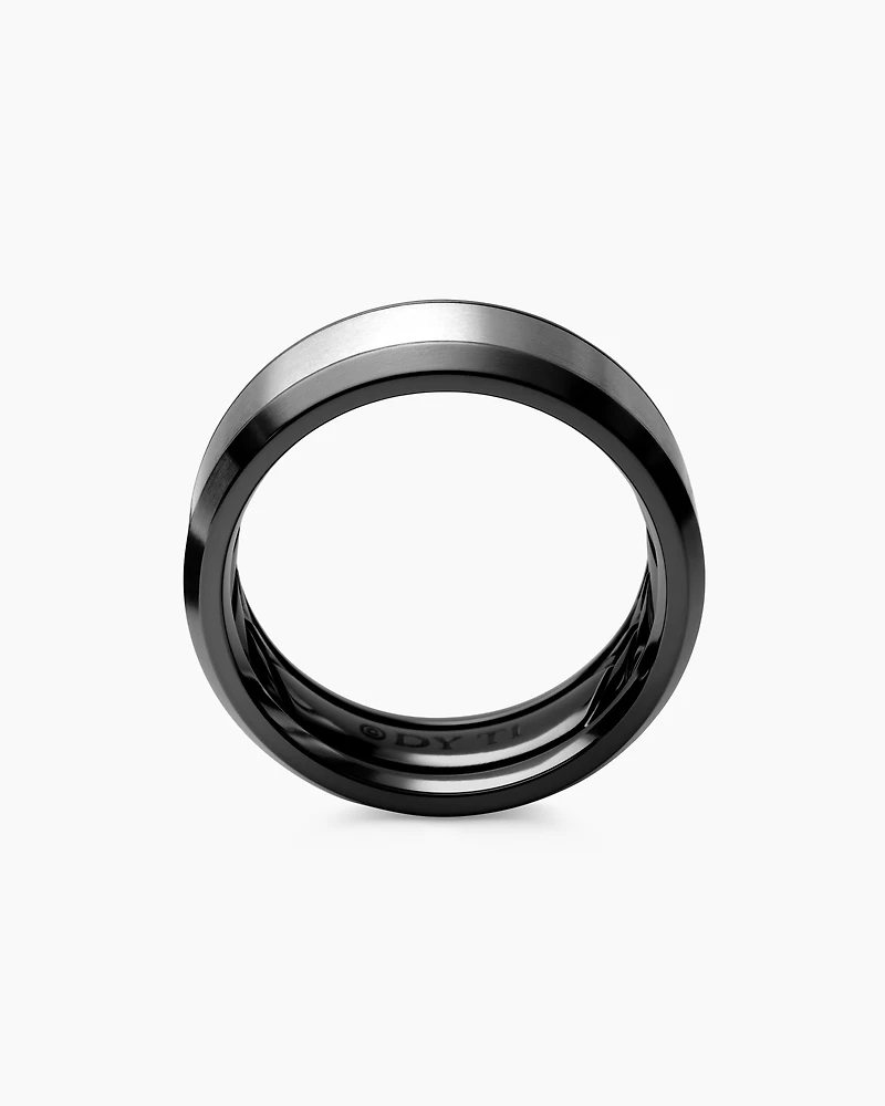Beveled Band Ring Black Titanium with Grey Titanium