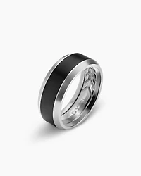 Bevelled Band Ring Grey Titanium with Black Titanium