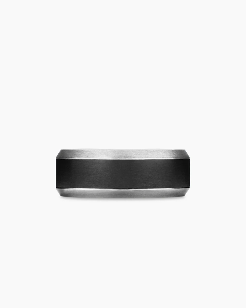 Bevelled Band Ring Grey Titanium with Black Titanium
