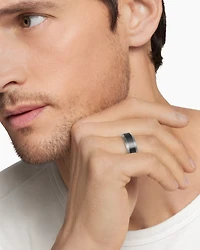 Bevelled Band Ring Grey Titanium with Black Titanium