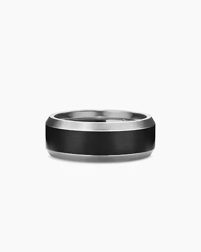 Bevelled Band Ring Grey Titanium with Black Titanium