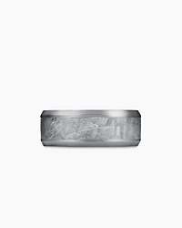 Bevelled Band Ring Grey Titanium with Meteorite, 8.5mm