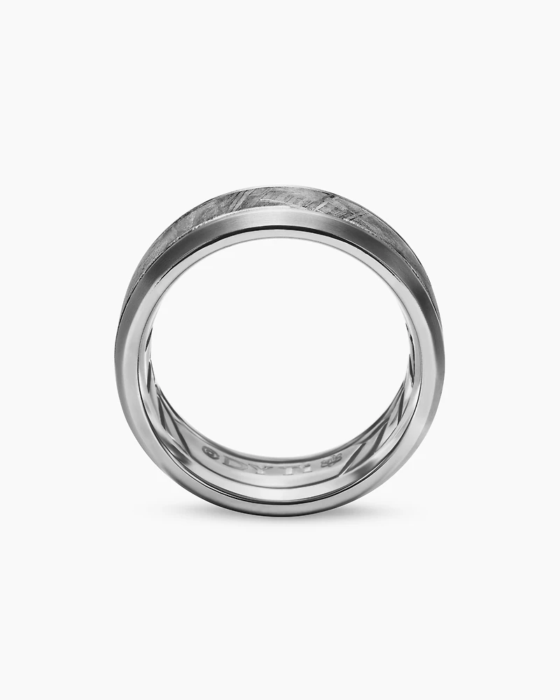 Bevelled Band Ring Grey Titanium with Meteorite, 8.5mm