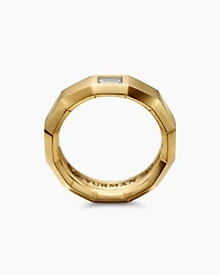 Faceted Band Ring in 18K Yellow Gold with Center Diamond, 6mm