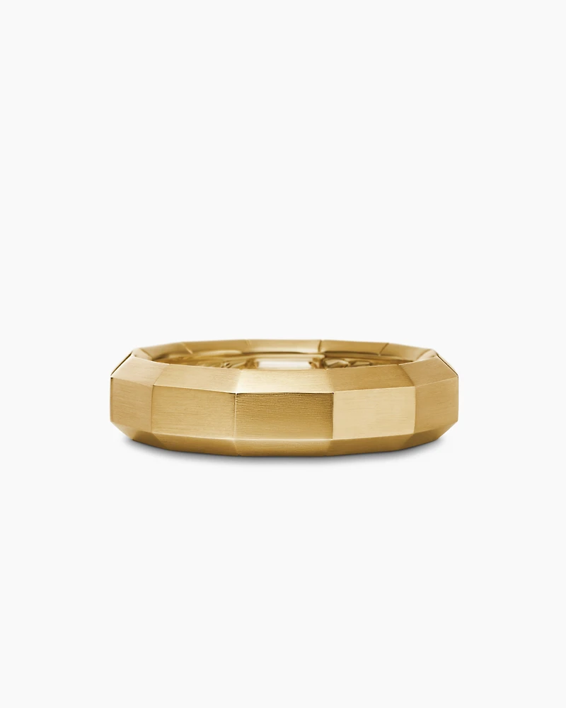 Faceted Band Ring in 18K Yellow Gold with Center Diamond, 6mm