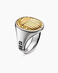 Petrvs® Scarab Signet Ring Sterling Silver with 18K Yellow Gold, 21.5mm
