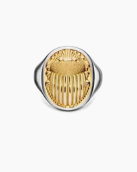Petrvs® Scarab Signet Ring Sterling Silver with 18K Yellow Gold, 21.5mm