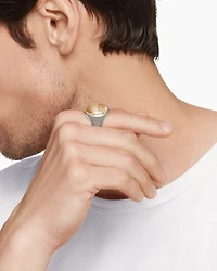 Petrvs® Scarab Signet Ring Sterling Silver with 18K Yellow Gold, 21.5mm