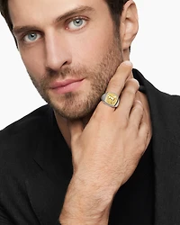 Petrvs® Horse Signet Ring in Sterling Silver with 18K Yellow Gold, 18.3mm